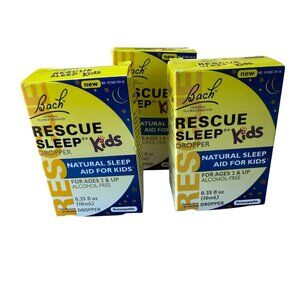 Bach Kids RESCUE SLEEP Dropper Natural Sleep Aid 0.35 fl oz 10mL x3 Exp Jan 2026